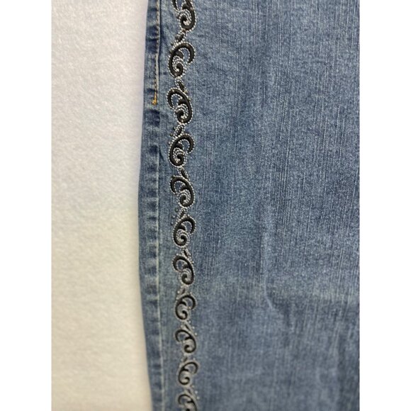 COS Jeans Women’s 12 Embellished Embroidered Boot Cut Stretch Denim Size 14 - Picture 3 of 15